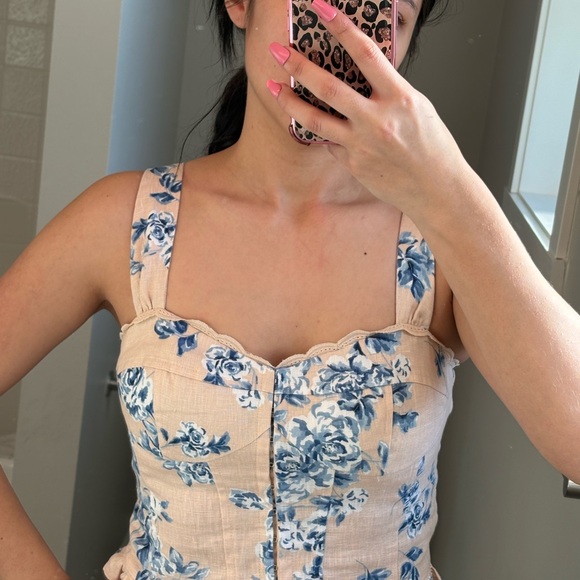 Reformation Beige and Blue Floral Top - Picture 2 of 5